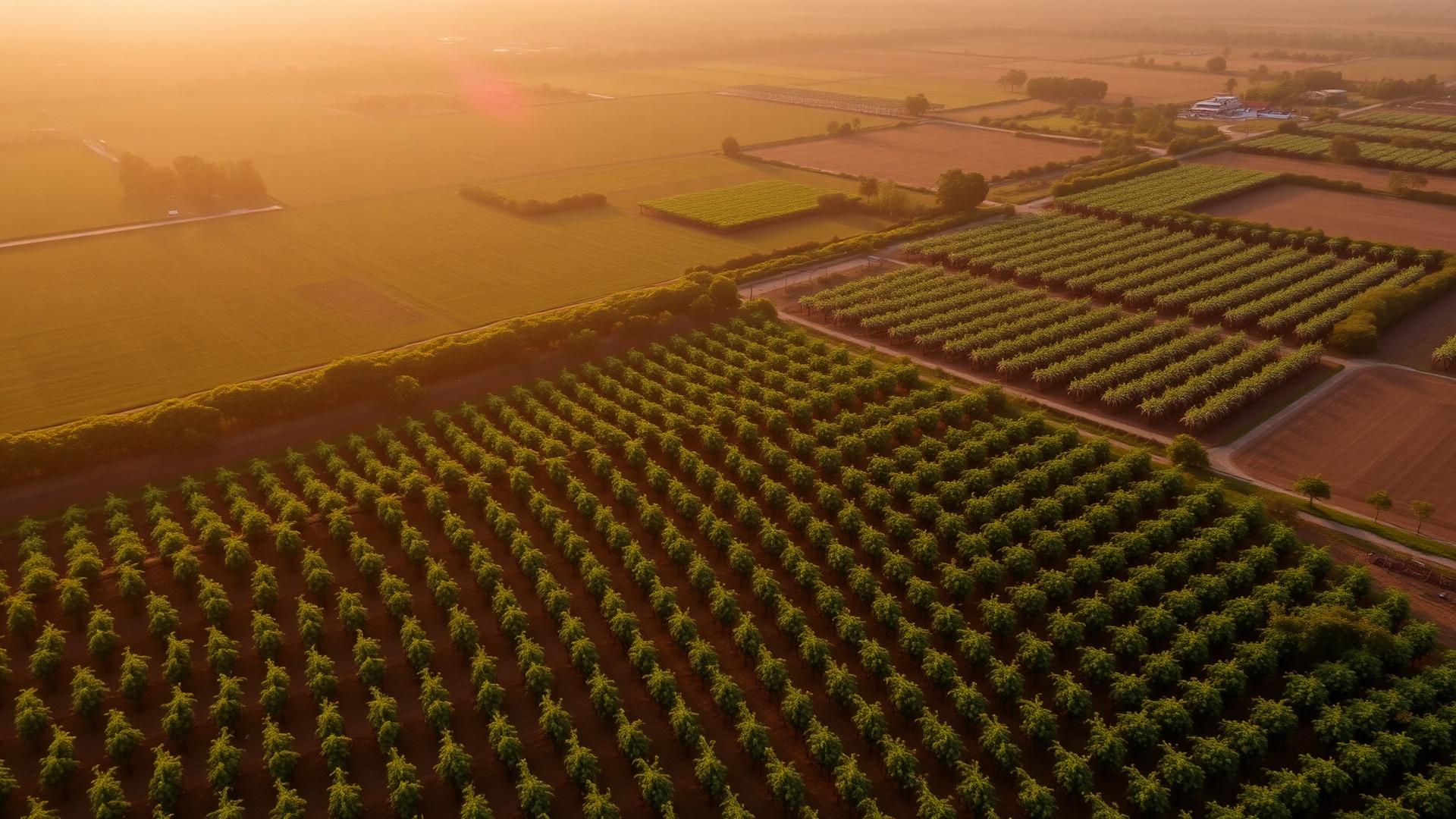 Lush vineyard and farmland